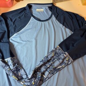 Columbia Men’s Long-Sleeve Swim Shirt - Light Blue/Navy